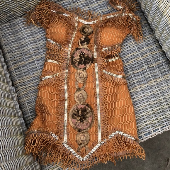 Raisa Vanessa Chainmail Mini Dress 36 XS Fringe - Picture 9 of 15